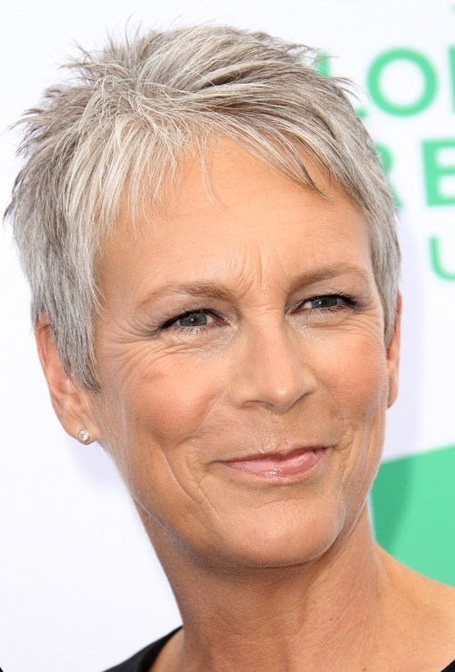 short pixie hairstyle for older women