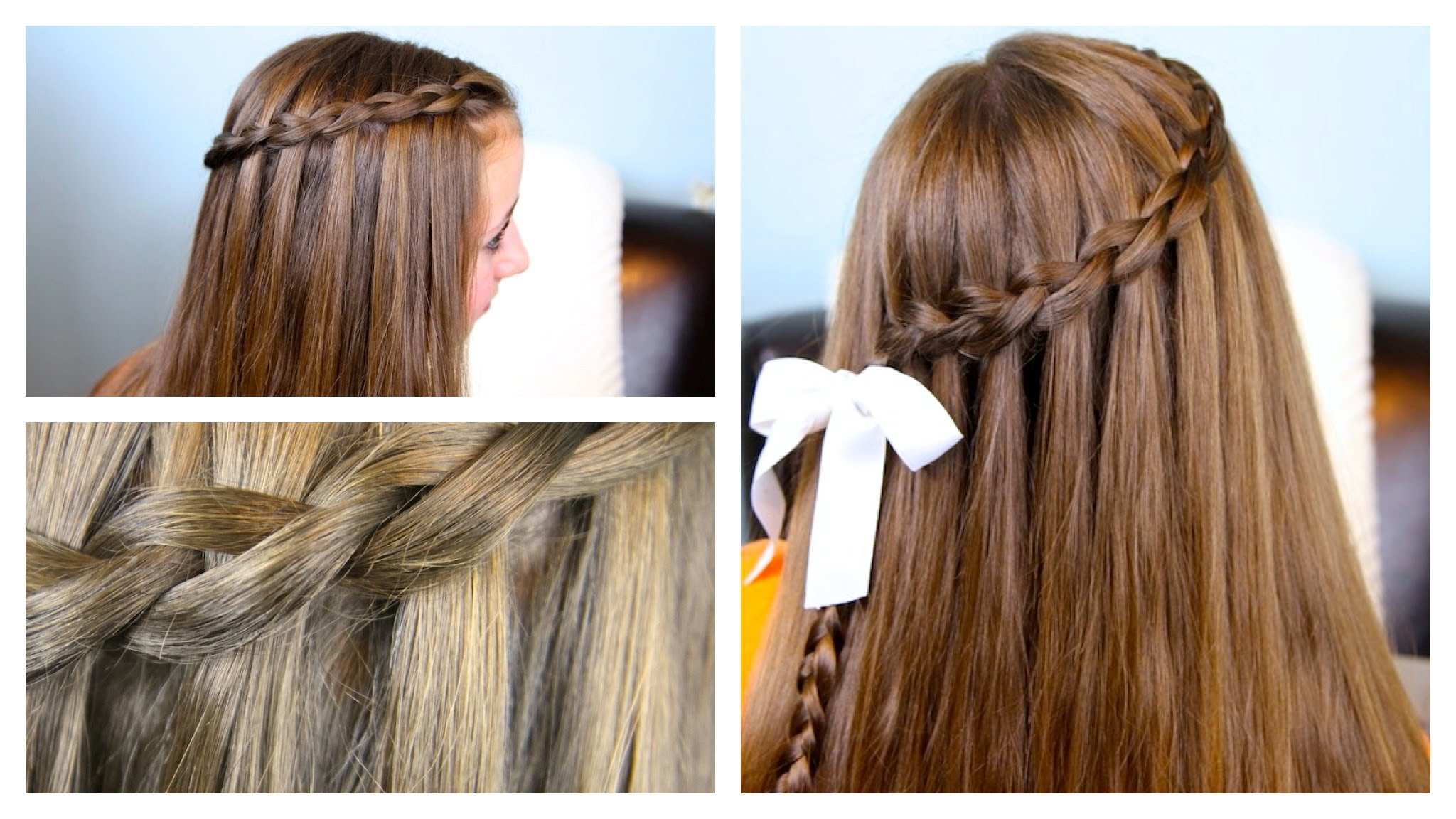 Girl Hairstyle Waterfall Braid