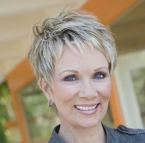 Great pixie haircut for women over 50 with short thick hair!