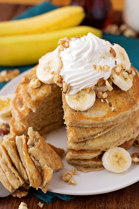 16 Buttermilk Banana Bread Pancakes
