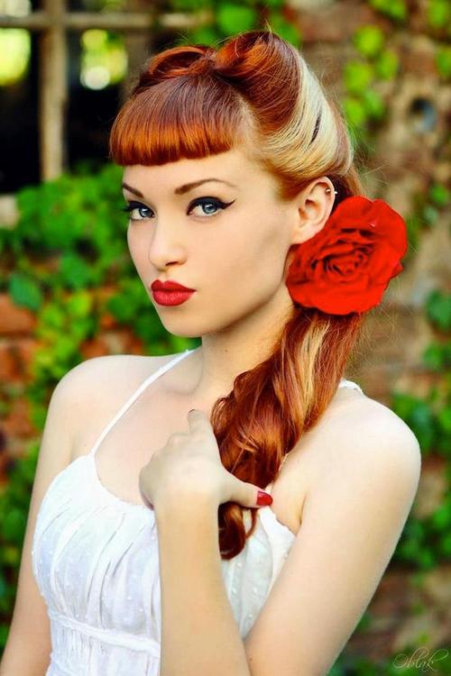 Stylish Retro Hairstyle with Blunt Bangs