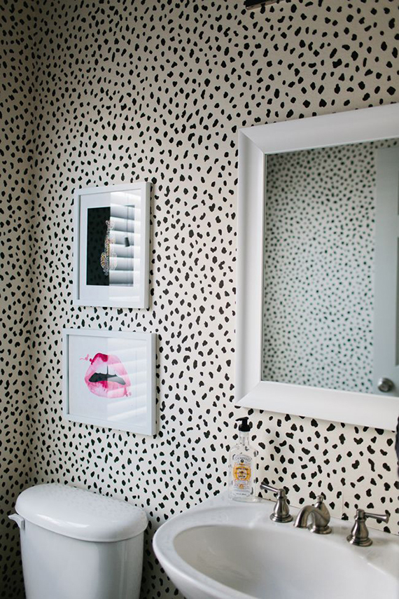 bathrooms with bold patterned walls