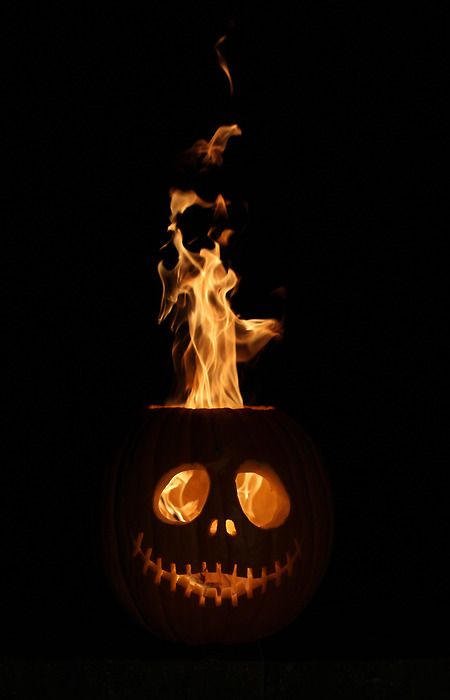 Flaming Halloween pumpkin..