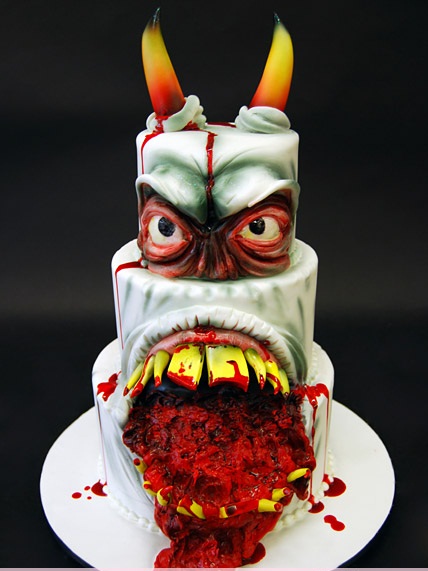 Horned Devil Halloween Wedding Cake