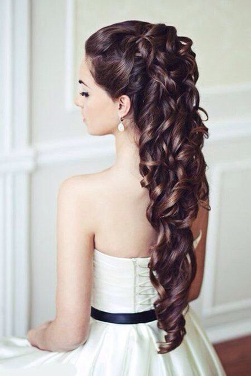 long curly wedding hairstyle..