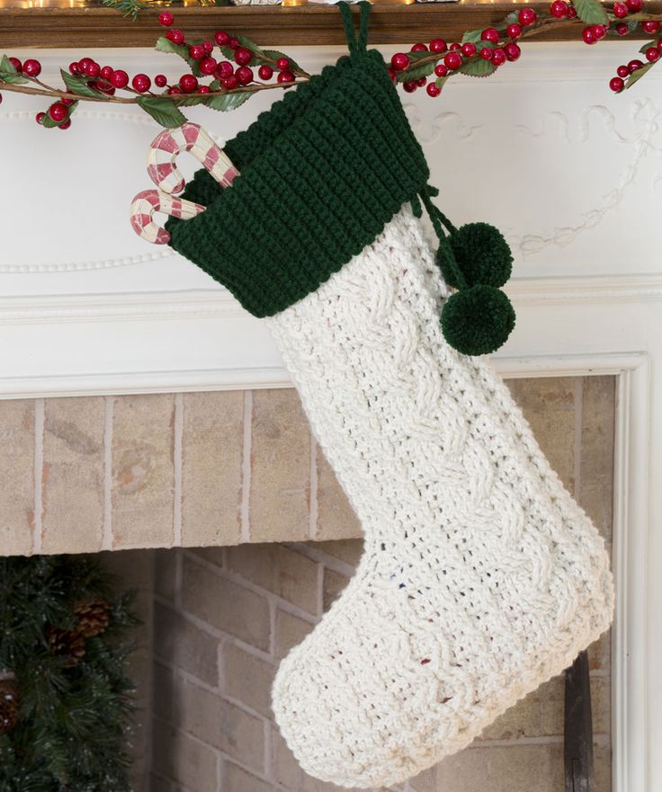 Crocheted Cable Christmas Stocking Elegant Aran stitches create this classic crocheted Christmas stocking design.