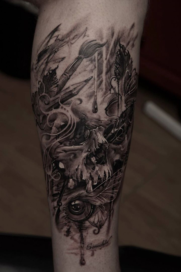 67-Skull-tattoo-on-leg