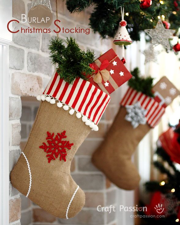 Burlap Christmas Stockings - Free Sew Pattern