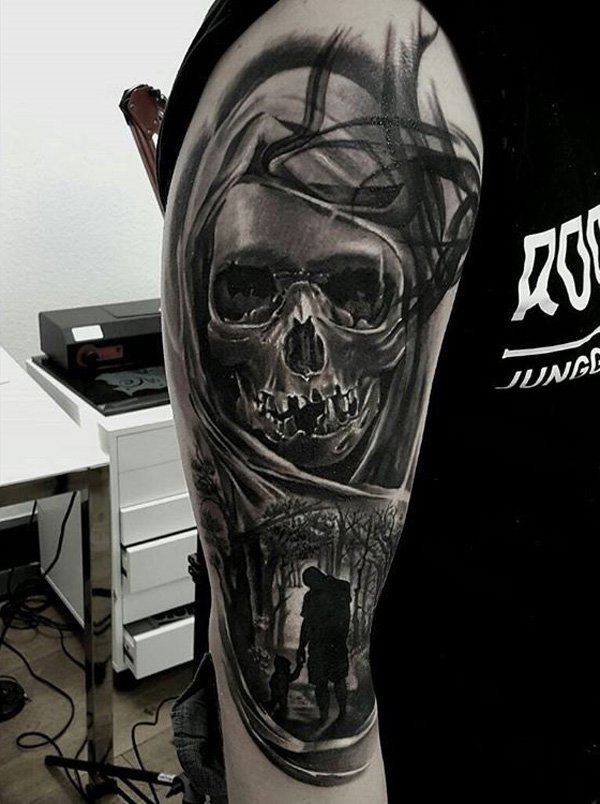 98-Black-and-white-skull-tattoo