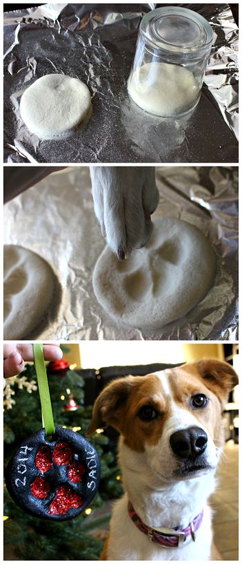 DIY Salt Dough Puppy Paw Print Christmas Ornaments