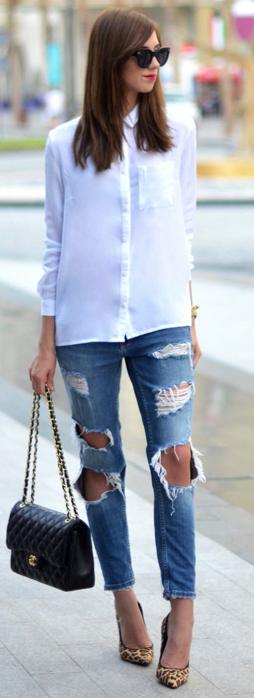 H&M shirt // Zara jeans // Topshop heels // Chanel bag