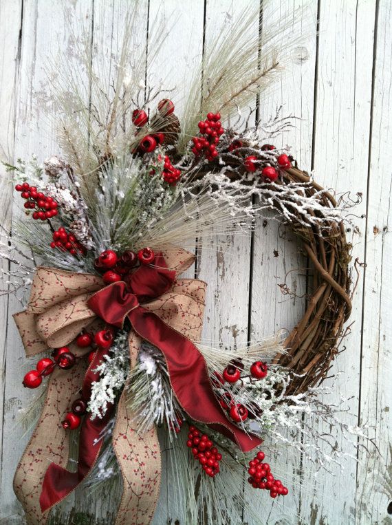 Winter Christmas Wreath for Door