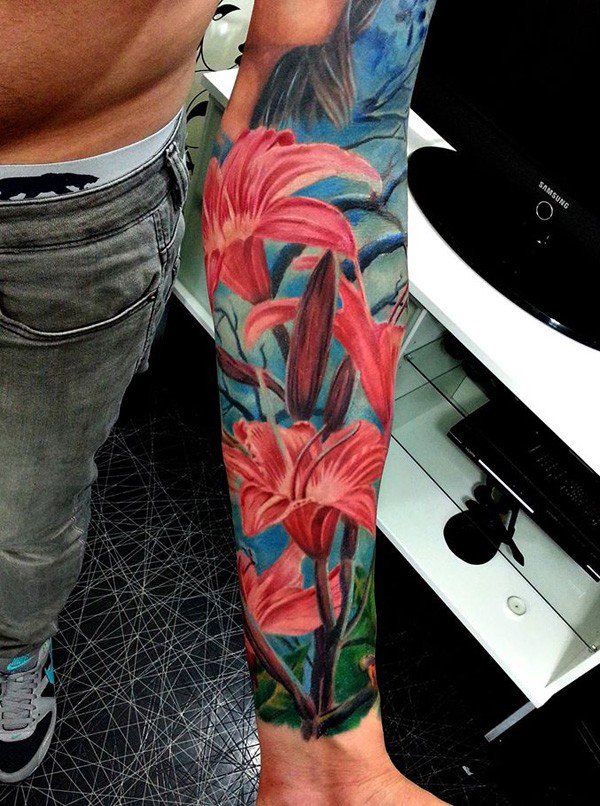 3D-pink-lily-on-sleeve