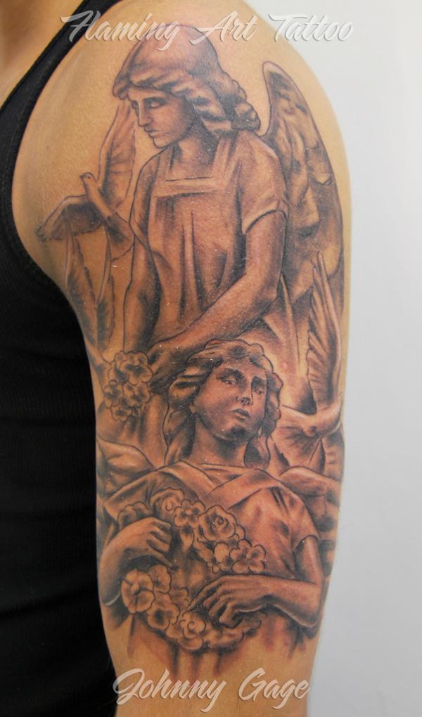 Angel half sleeve tattoo
