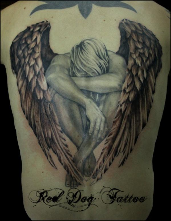 Back angel tattoo