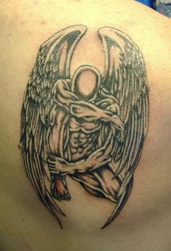 Crying sad angel tattoos design for men