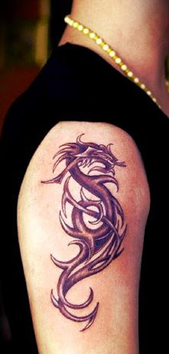 Dragon Tattoos on upper half sleeve of men