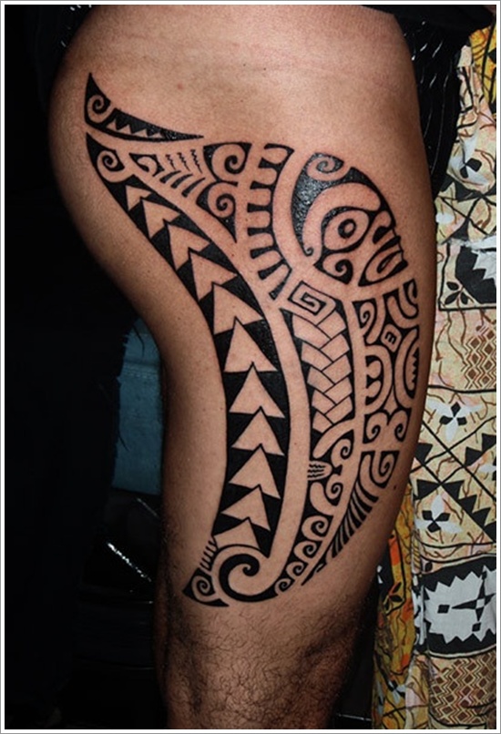 Leg tribal tattoo