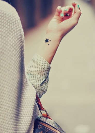 Nautical Star tattoo designs on wrist for women.