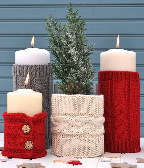 Unique homemade knit Christmas decorations