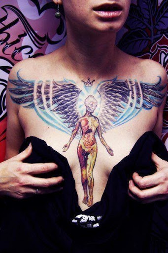 angel tattoo design on chest