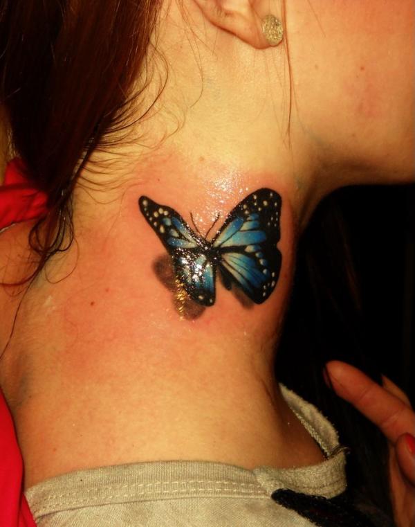 butterflies tattoo on neck