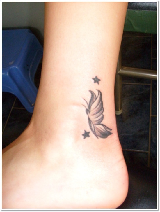 butterfly on ankle tattoo
