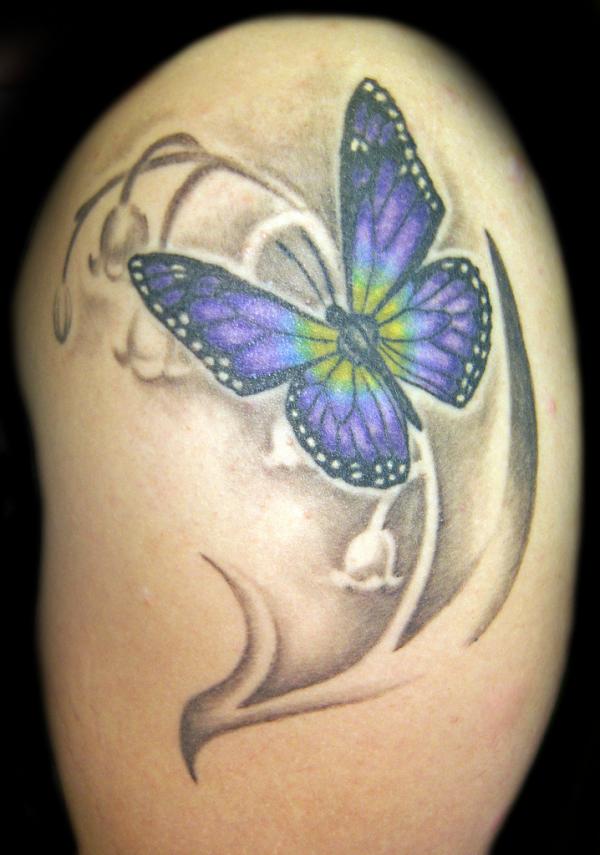 butterfly tattoo and flower tattoo