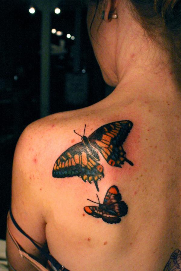 butterfly tattoo on shoulder
