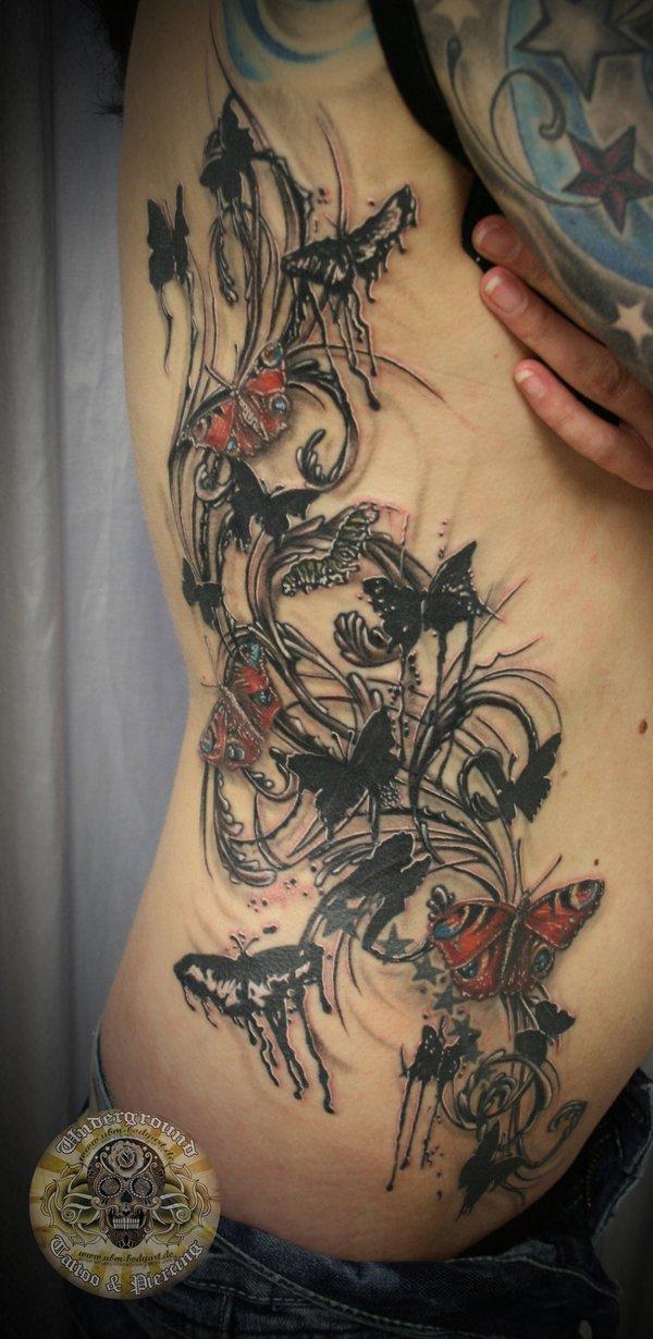 butterfly tattoo with dark ink