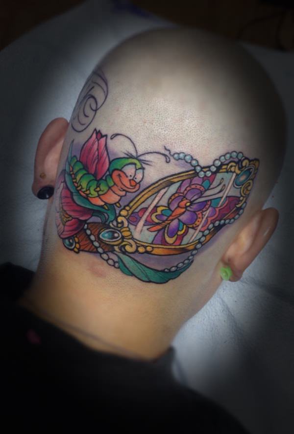 butterfly-tattoos-on head