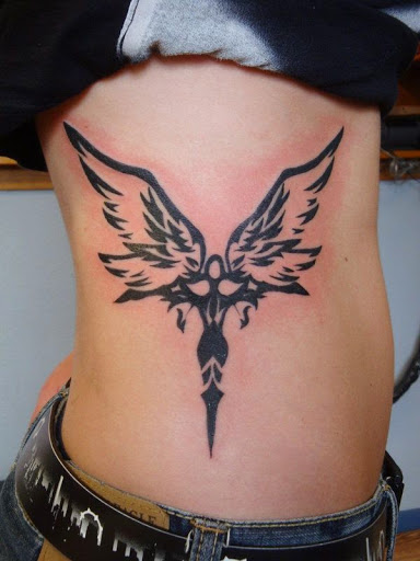 tribal shape angel tattoo design