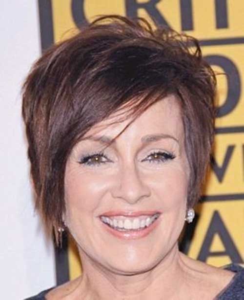 Layered Short Side Swept Hair Style Women Over 50