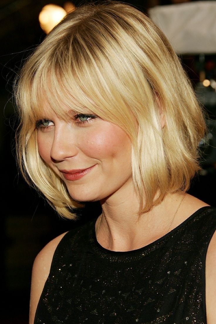 Cute Short Bob Hairstyles With Fringe For Fine Hair for Oval Face