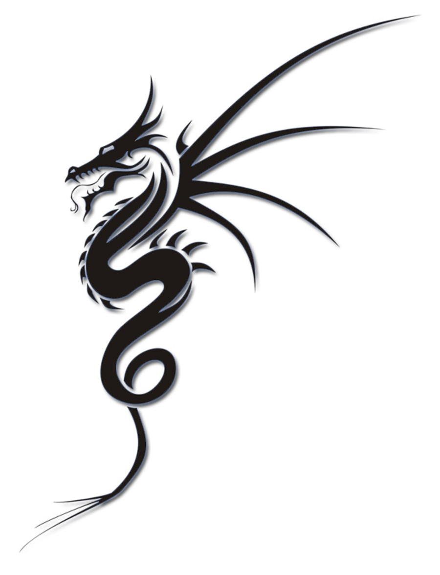 Simple Black Ink Dragon Tattoo Design