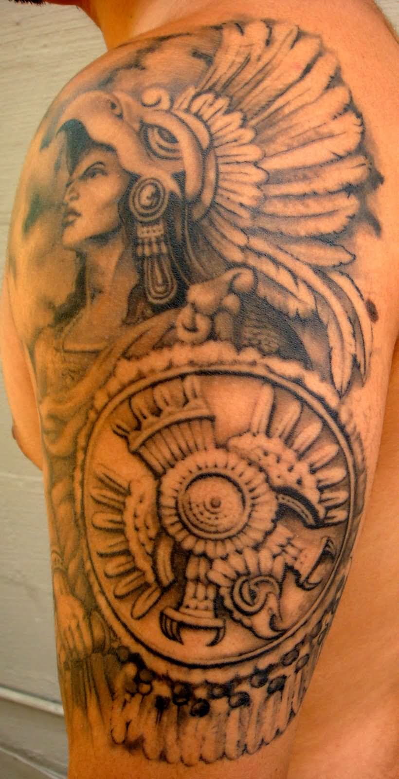 Colorful Aztec Tattoo Design