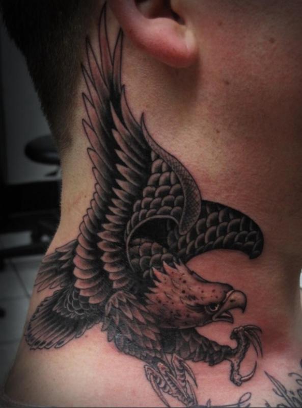 Eagle Tattoos On Neck