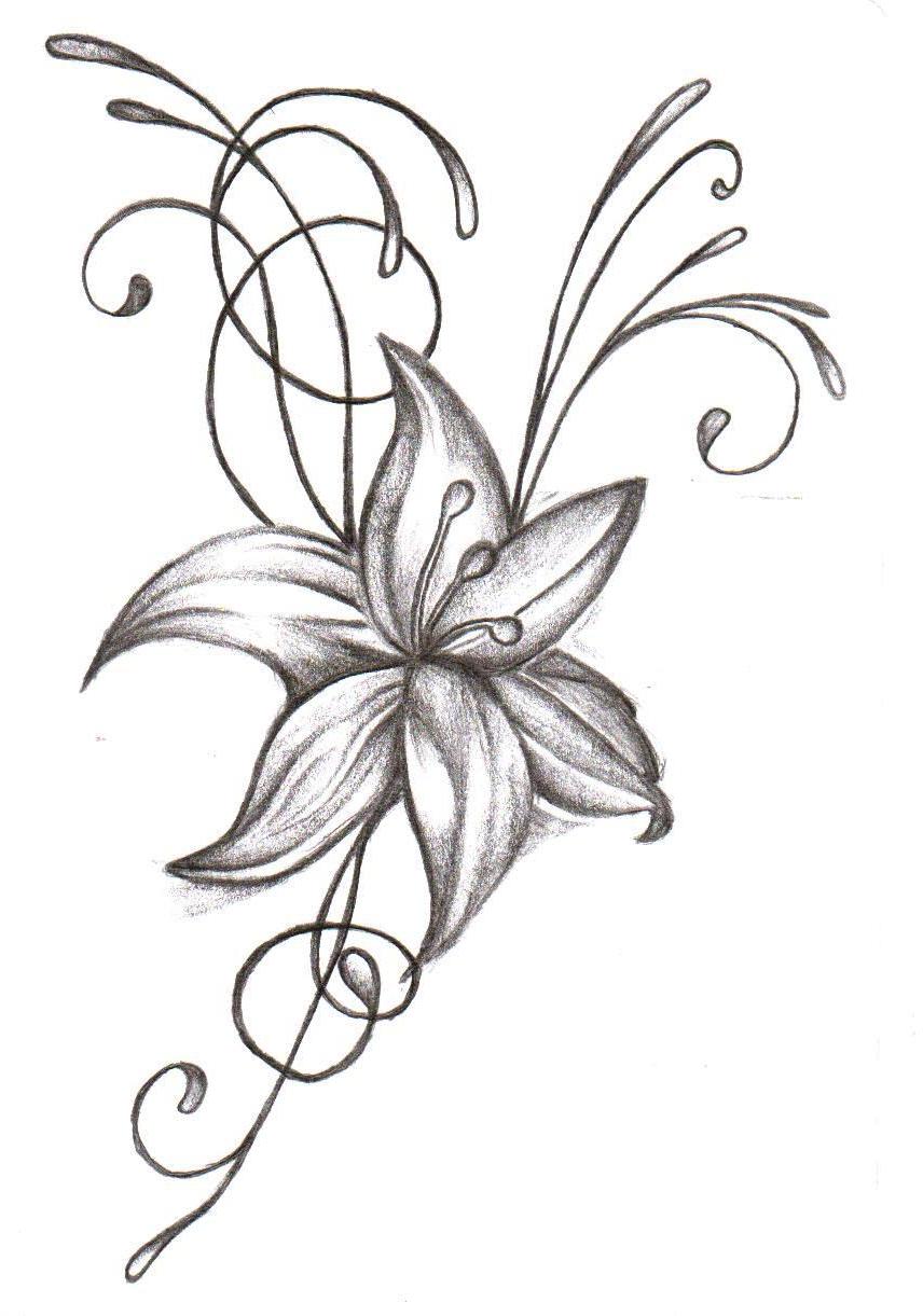 Grey Flower Tattoo Design Idea