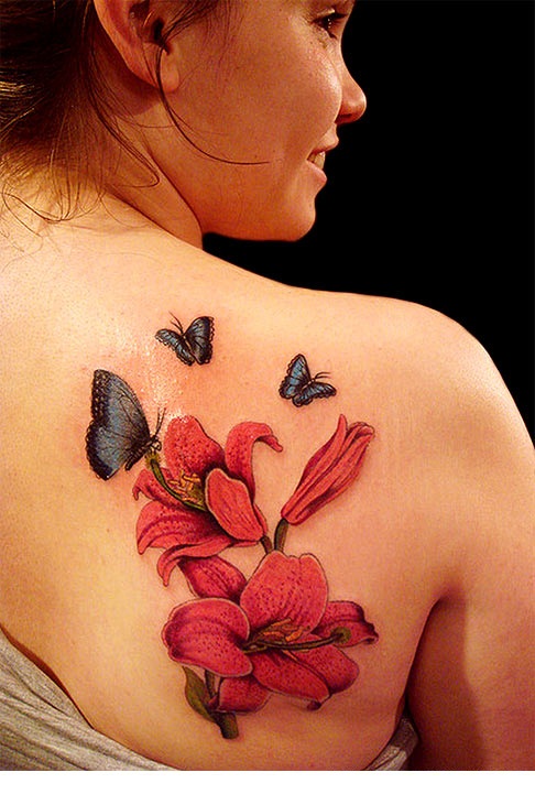 Hibiscus Flower with Butterfly Tattoo