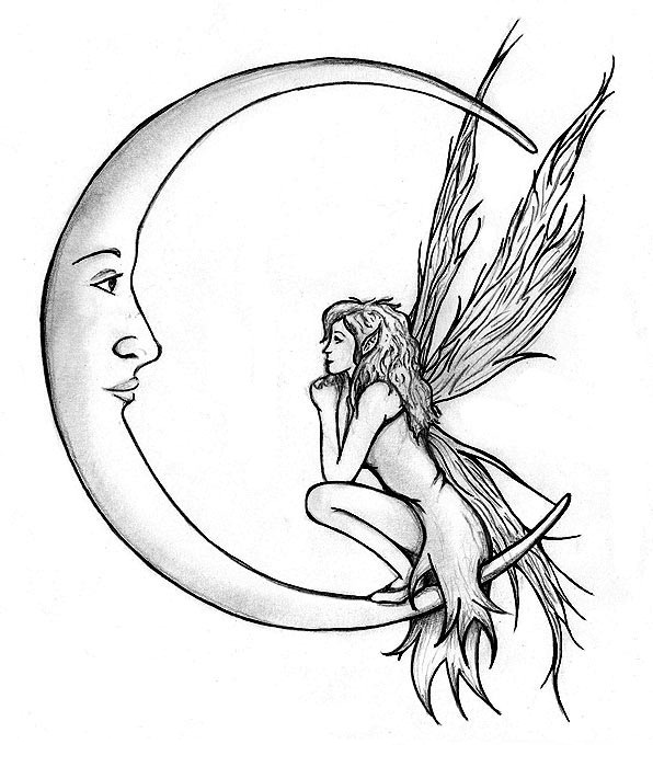 Moon and fairy tattoo design ...