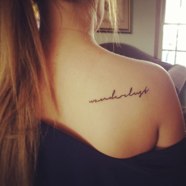 Simple Letters Tattoo for Girl on Back