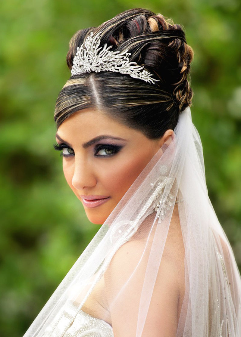 Wedding Hairstyle with Tiara and Veil