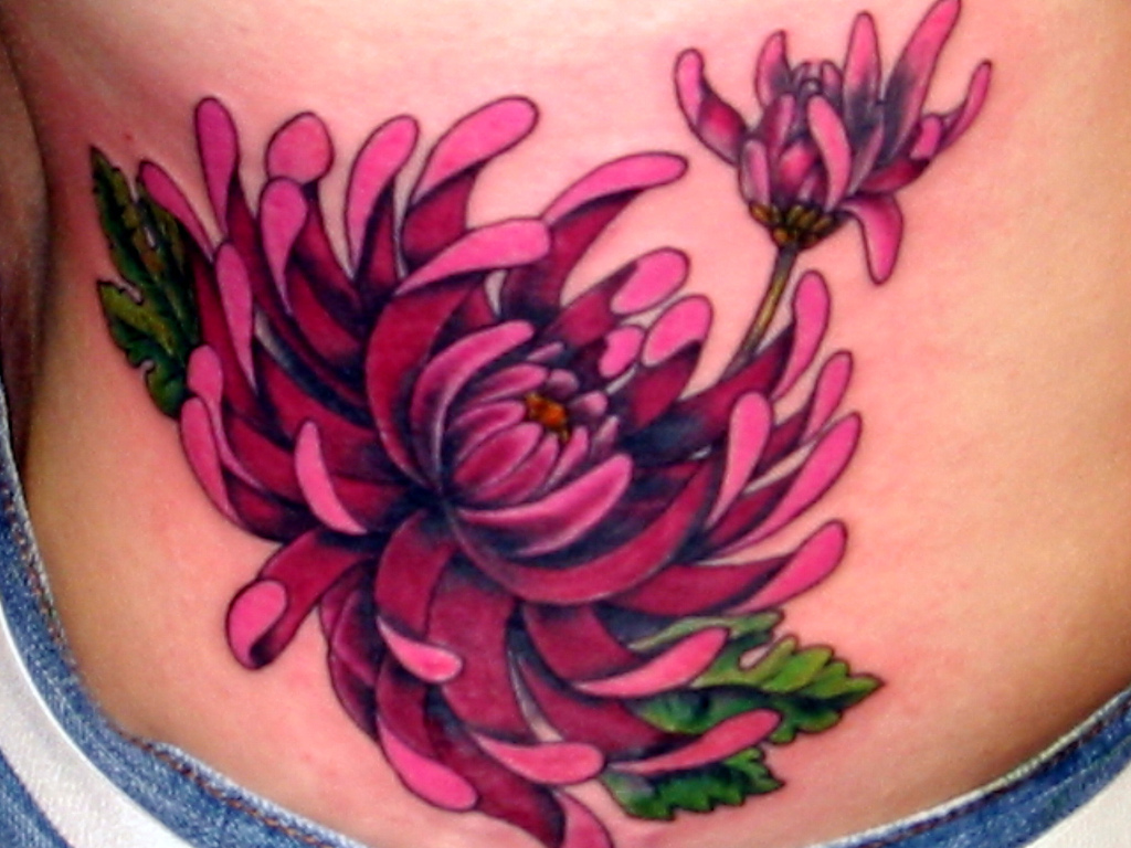 pink flower tattoo design