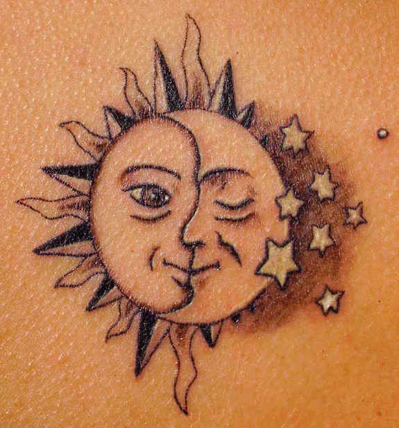 unique moon star tattoo
