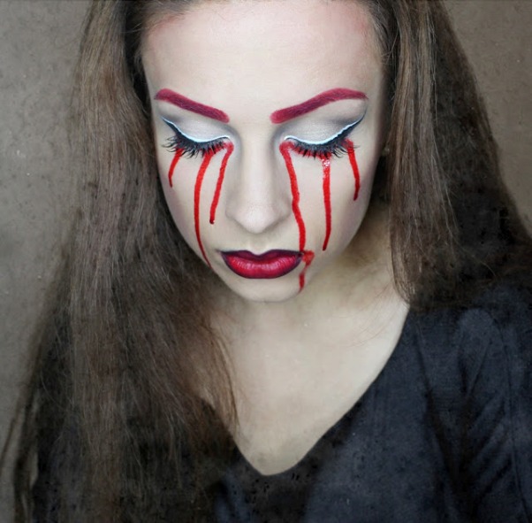 scary halloween makeup women bloody tears