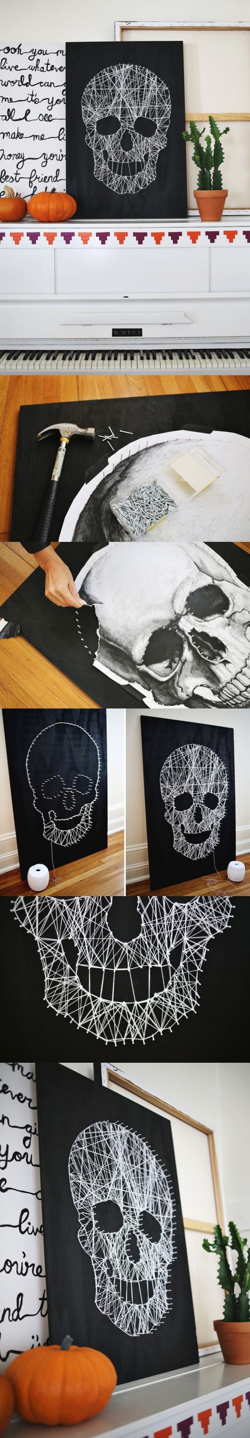 3 Black And White DIY Skull String Art