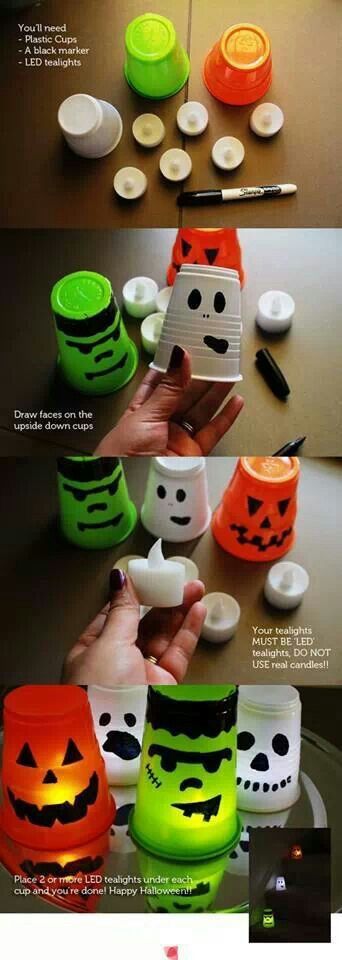5 Spooky Halloween Candle Light Cups
